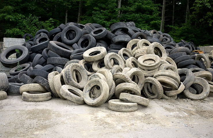 What happens to old tires at scrap yards