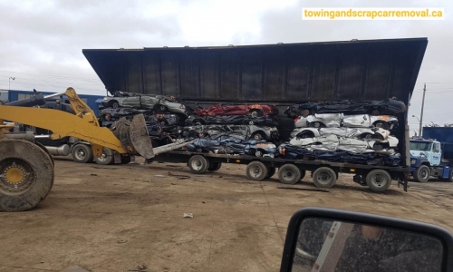 Compressed stacked scrap cars