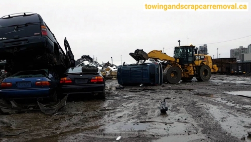 Scrapping car in scrapyard